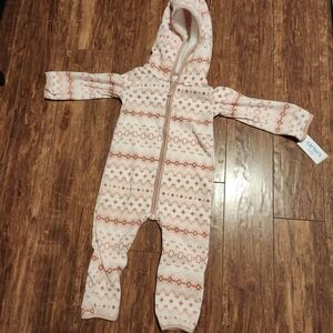 Carter's Cream and Pink Patterned Kids One Piece
